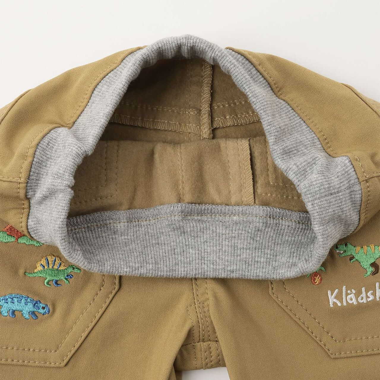 Dinosaur Cuffed Long-Length Straight Pants,Beige, large image number 4