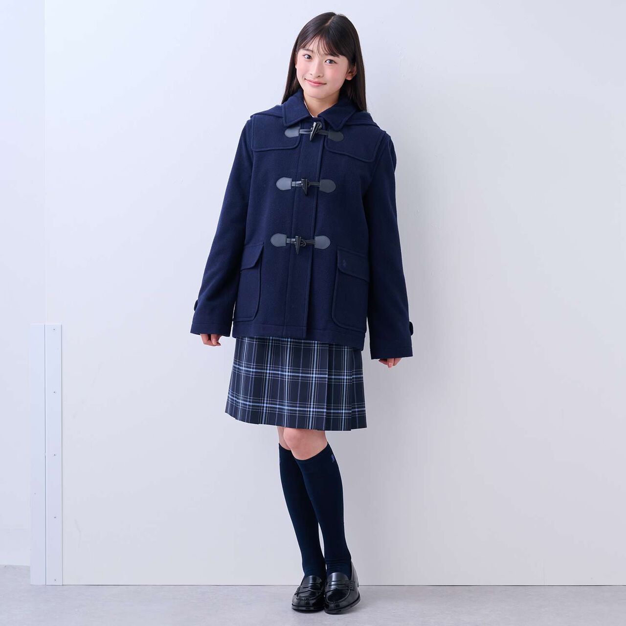 [Graduation Attire] Lightweight Quilted Lining Mid-Length Duffle Coat,Navy, large image number 21