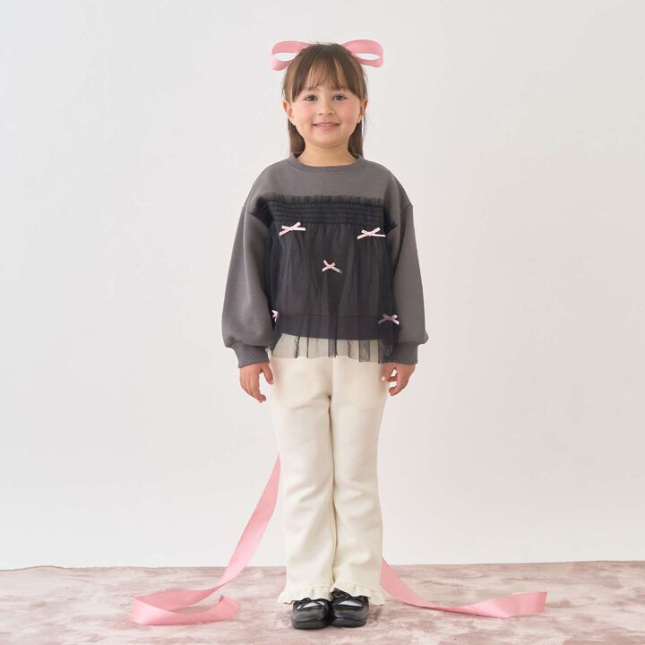 [Lycee Mine Ballet Series] Wool Lined Sweatshirt with Tulle and Ribbon,Ivory, medium image number 19