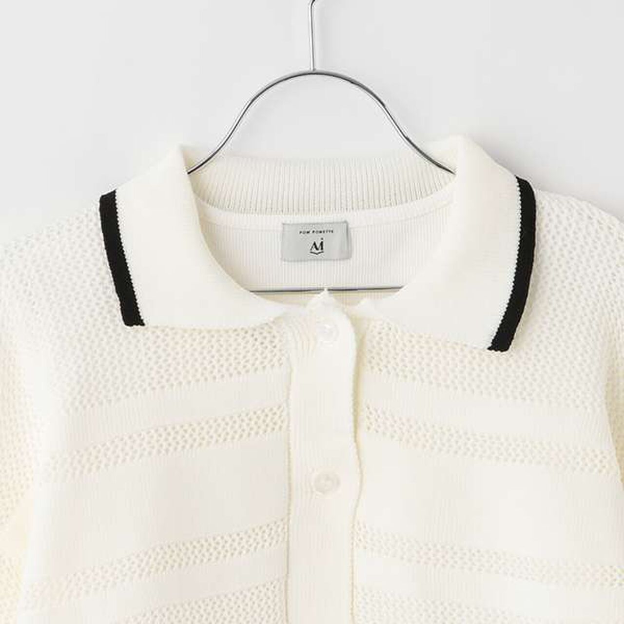 [AMI] Line Collar Mesh Cardigan × Long Sleeve T-Shirt Set,Off white, large image number 6