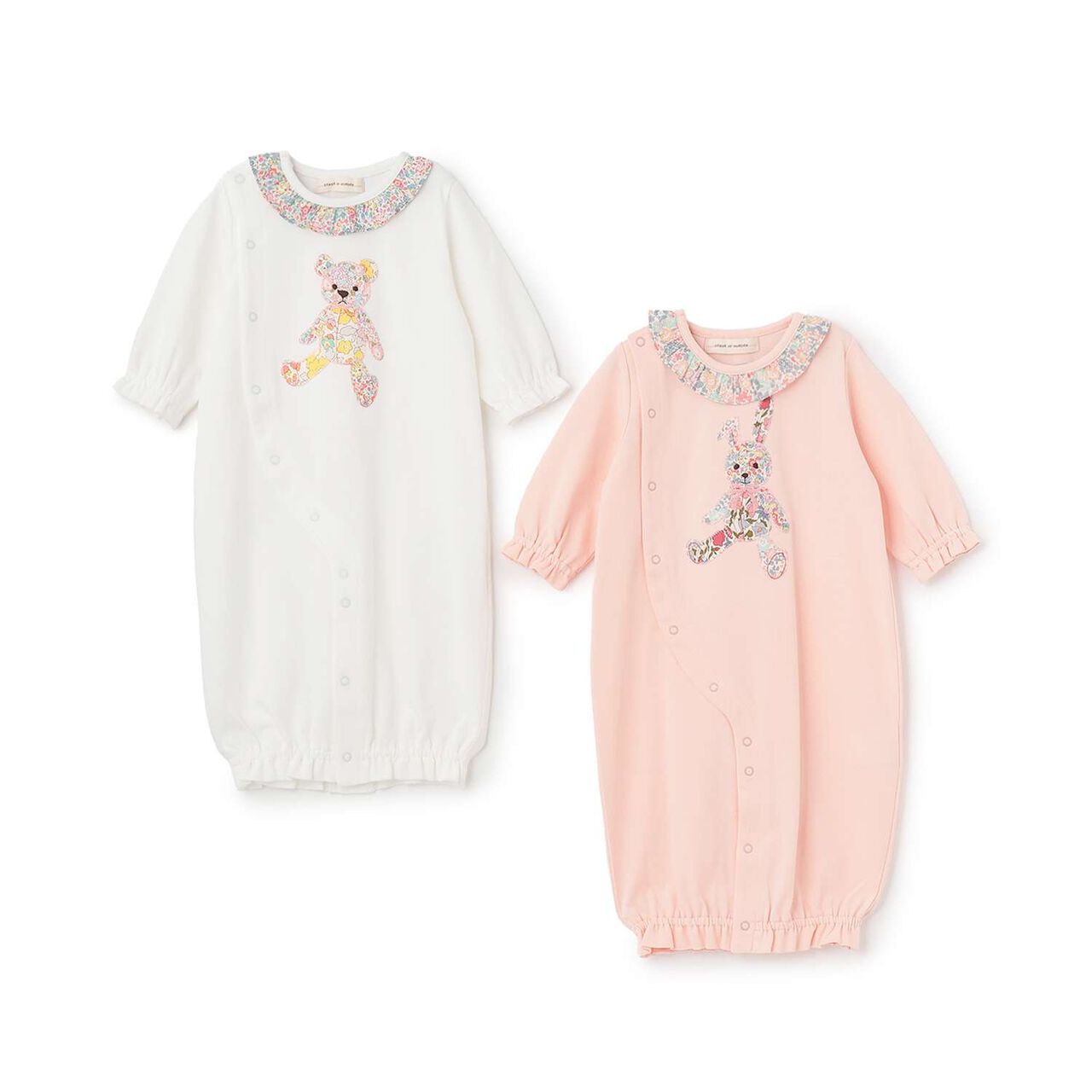Liberty Rabbit & Bear Appliqu&eacute; 2WAY Romper,Pearl white, large image number 9