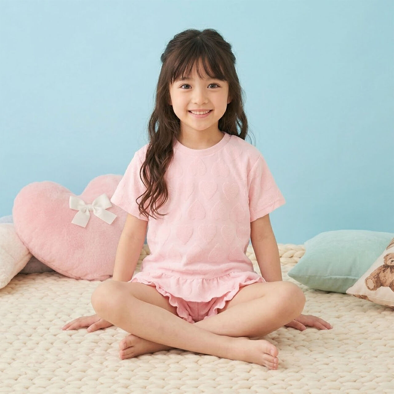 Jacquard Pile Loungewear Set,Pink, large image number 1