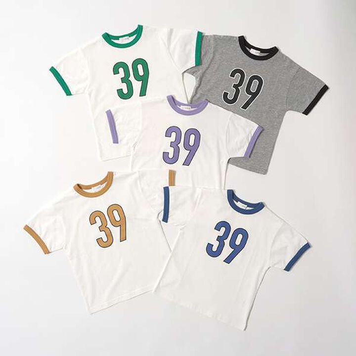 Non-Deforming Soft Cotton Numbered Ringer T-Shirt,Ink blue, medium image number 1