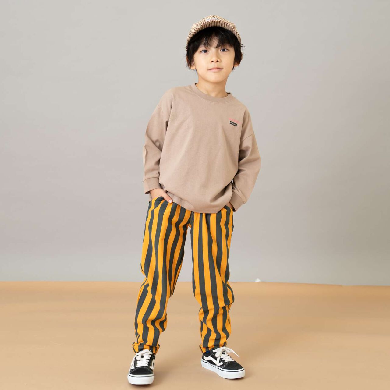 Cut Twill Tapered Pattern Pants,Beige, large image number 4