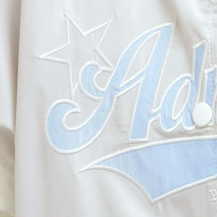 Cheer Logo Appliqu&eacute; Varsity Jacket,Gray, medium image number 14