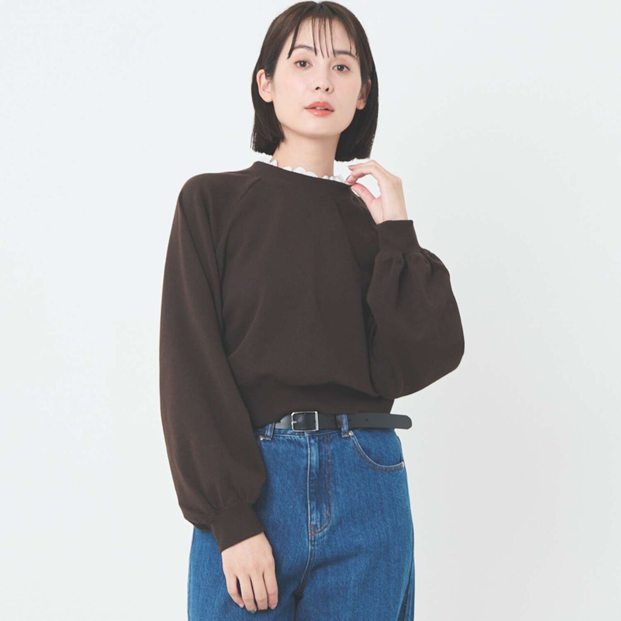 [Parent-Child Matching] Lace Collar 2WAY Cut Cardigan,Beige, large image number 4