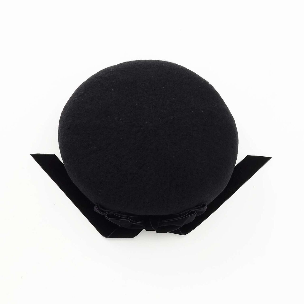 Velour Ribbon Beret Hat,Black, large image number 4
