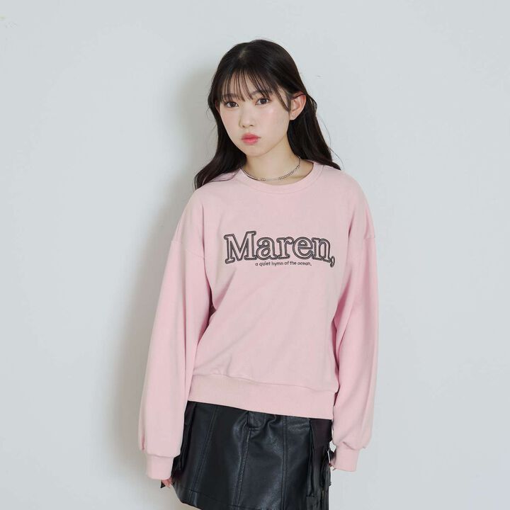 [Instant Cute Top] 3D Logo Embroidery Basic Sweatshirt,Off white, medium image number 4