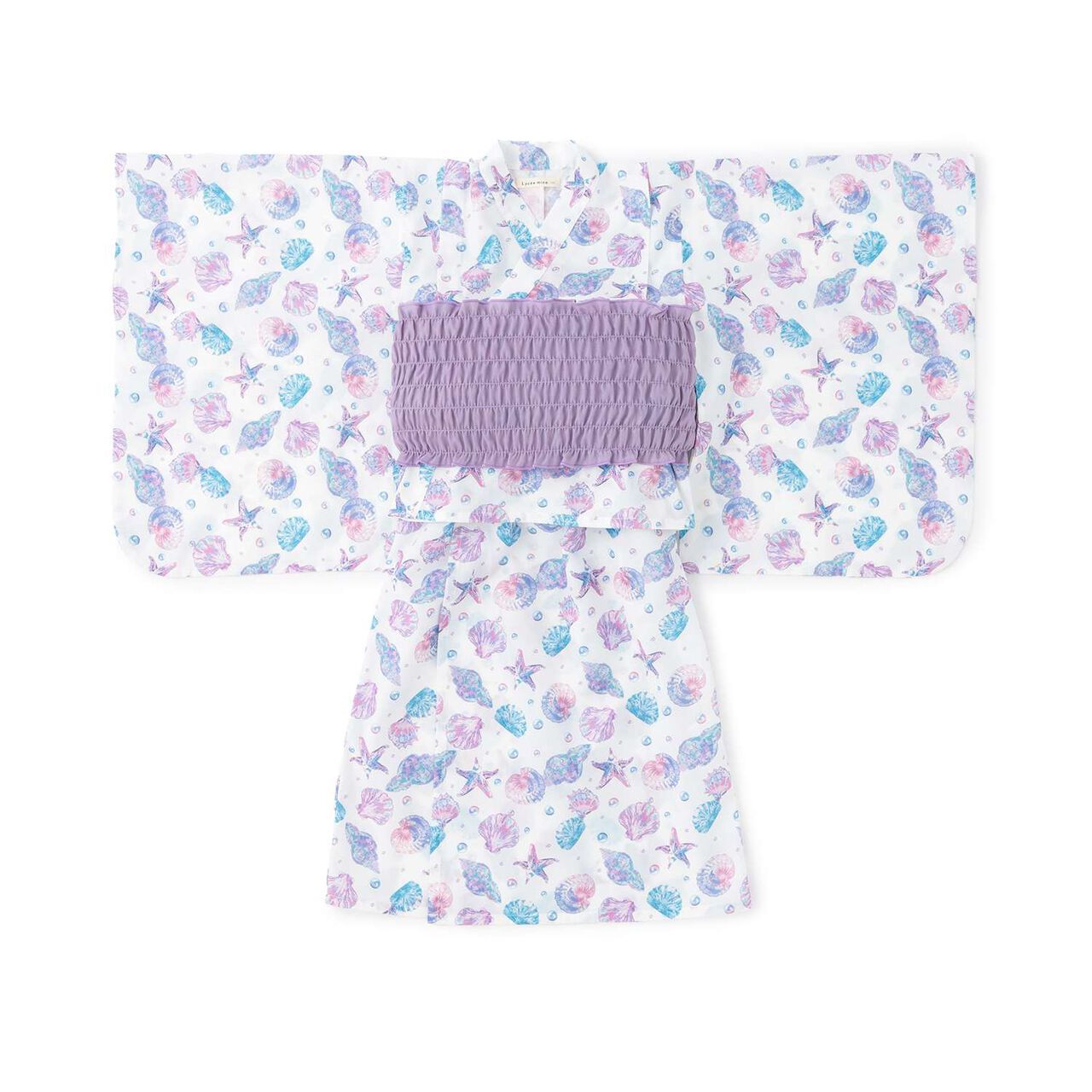 [Easy Wear♪] Cool Touch 4-Way Separate Yukata with Obi Belt (Kawaii) [Kids Girls],Dark red, large image number 1