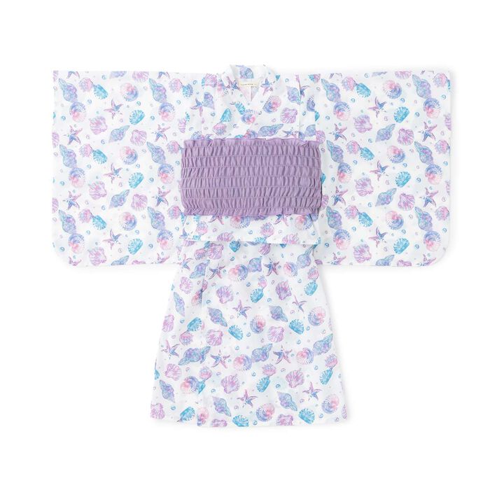 [Easy Wear♪] Cool Touch 4-Way Separate Yukata with Obi Belt (Kawaii) [Kids Girls],Dark red, medium image number 1