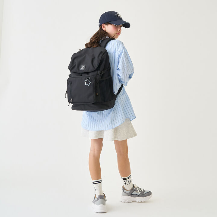 32L Lightweight Water-Repellent Bucket-Style School Backpack,Black, medium image number 22