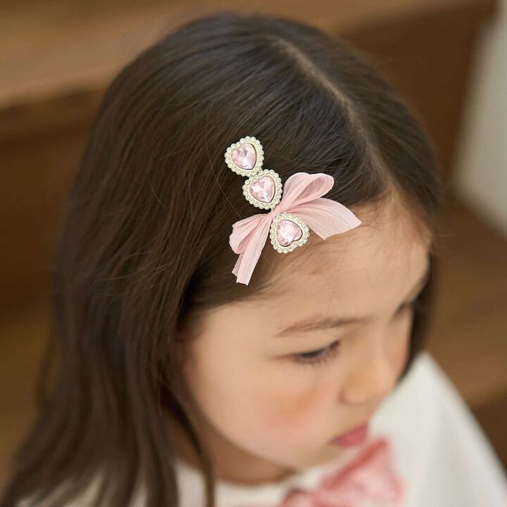 Sparkling Hair Clip with Ribbon,Pink, medium image number 0