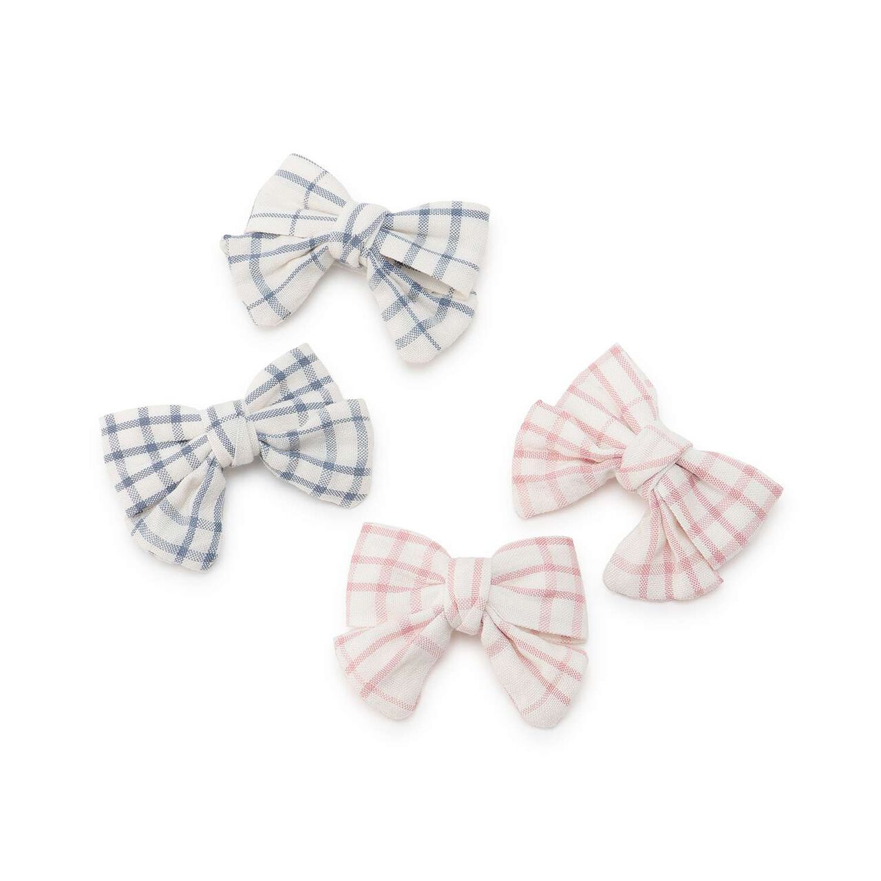 Check Ribbon Hair Clips 2P/L,Blue, large image number 4