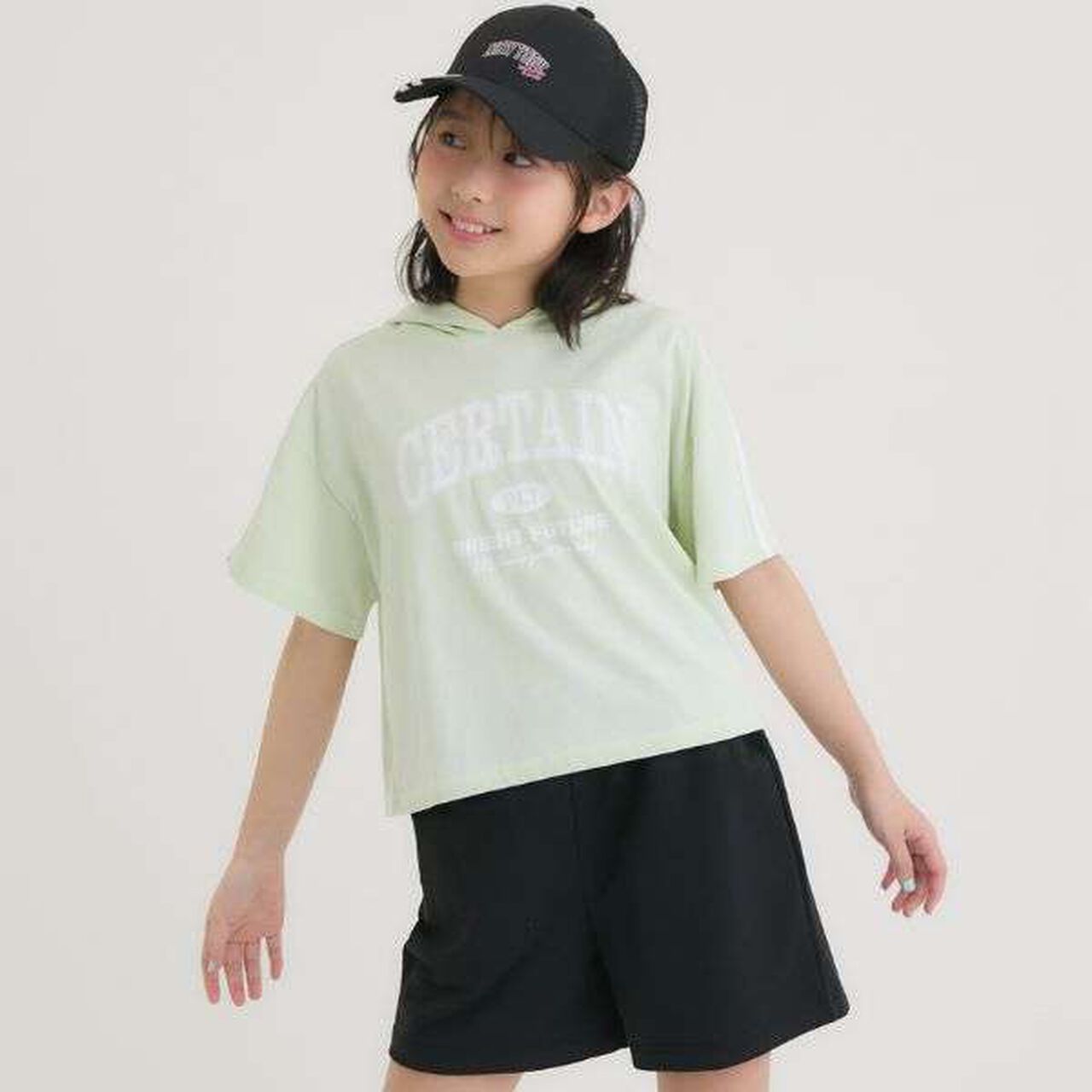 Cool Touch Short-Sleeve Hoodie + Half Pants Set,Yellow green, large image number 24
