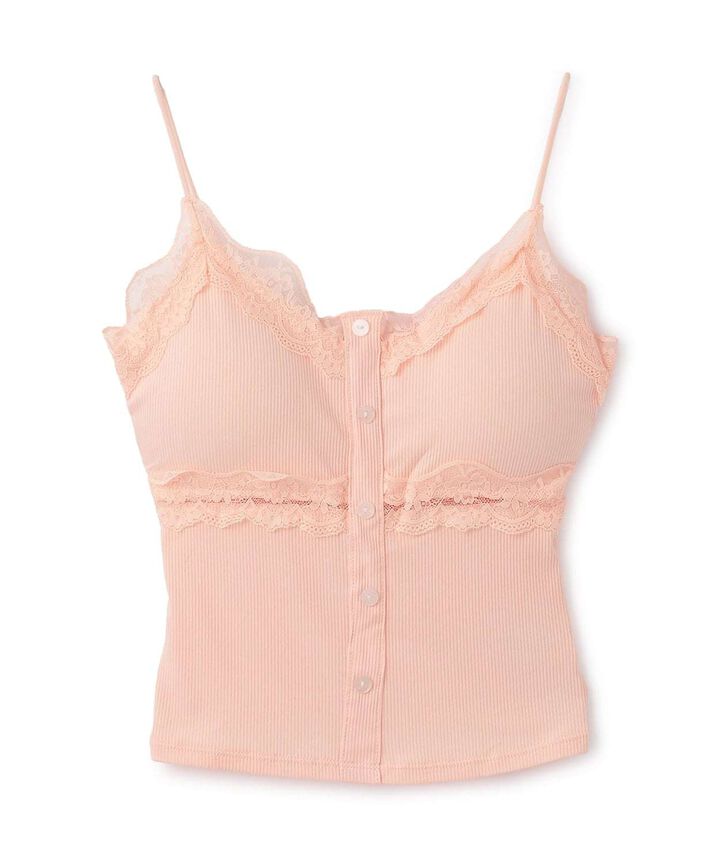 Button Lace Rib Camisole,, medium