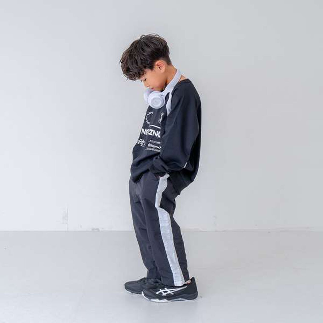[Set Up Compatible] Striped Nylon Track Pants,Black, large image number 13