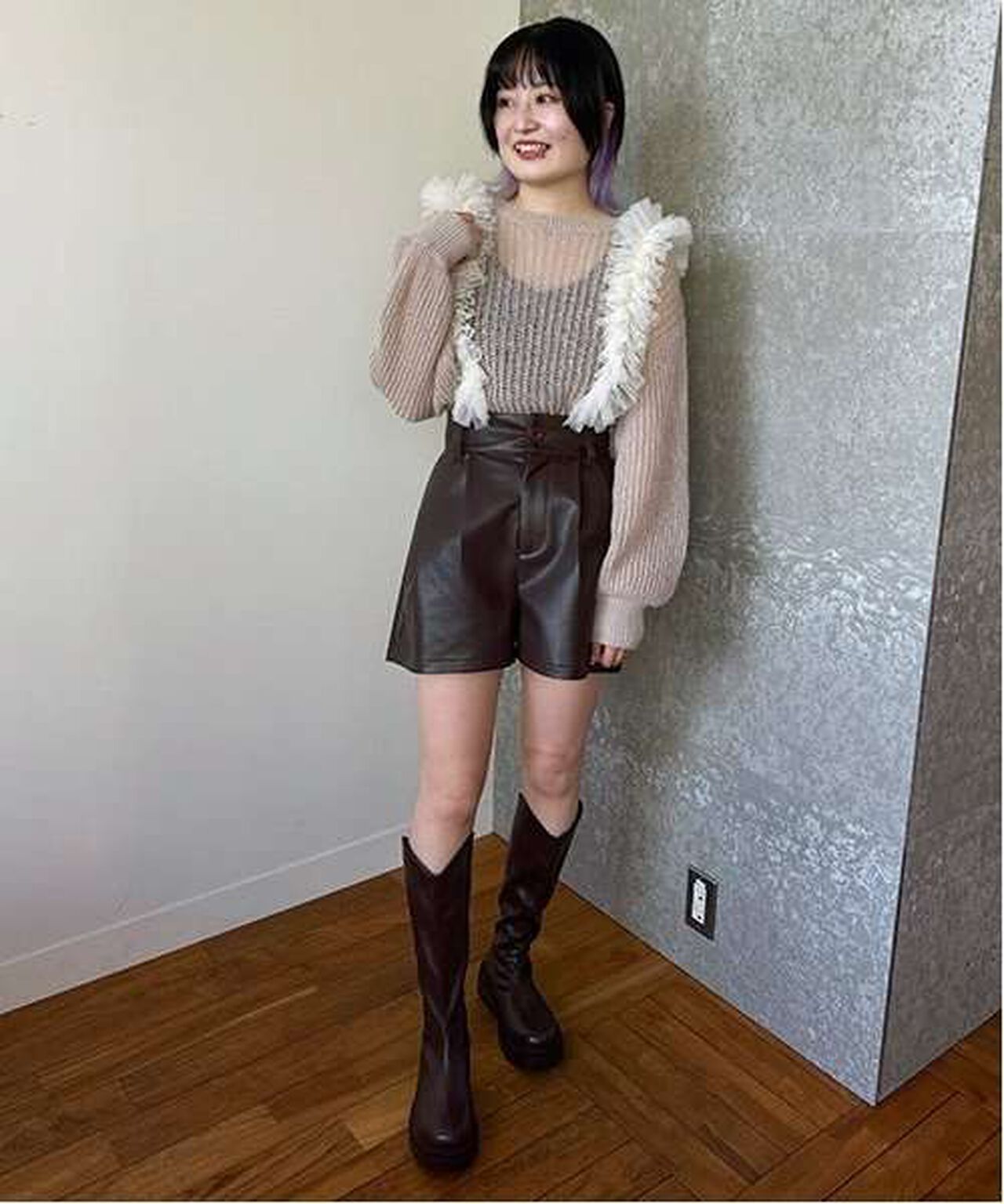 Mesh Knitwear,Charcoal gray, large image number 14