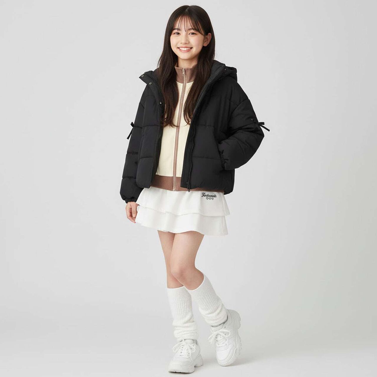 [Milky Coast] Sleeve Ribbon Padded Blouson,Black, large image number 17