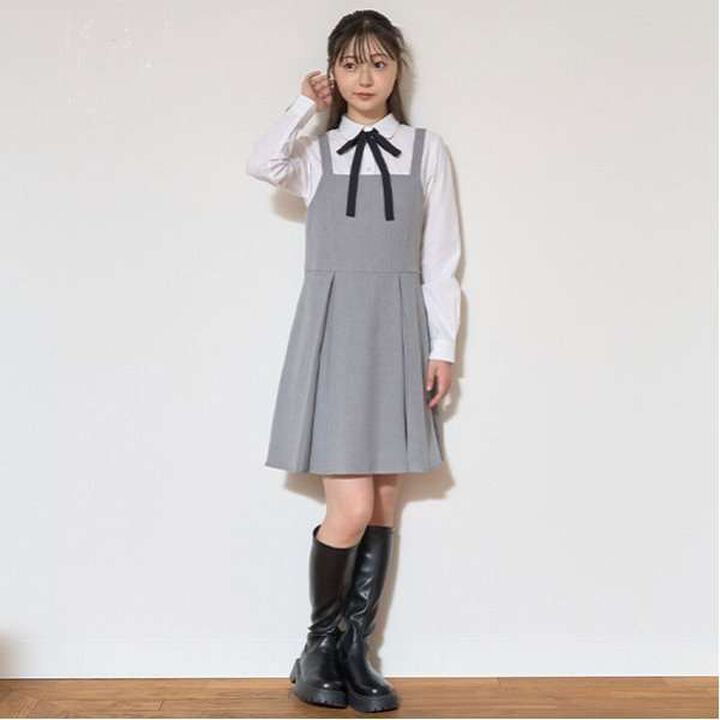 [Graduation Attire] Tuck Flare Jumper Skirt,Light beige, medium image number 13