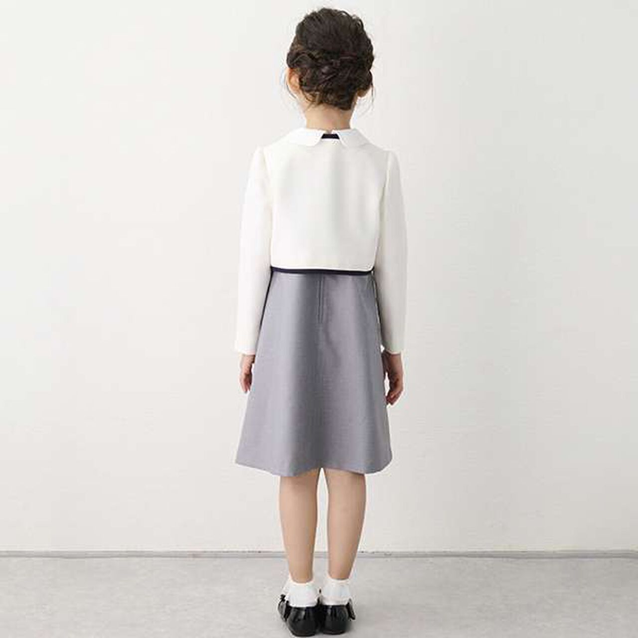 Pleated Dress & Piping Jacket Set,Navy, large image number 11