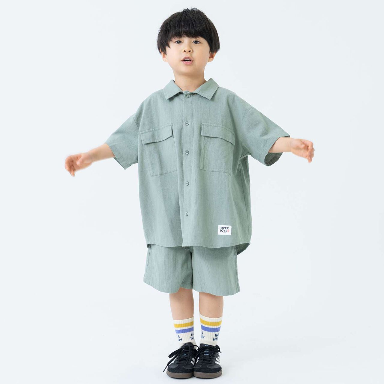 Wide Silhouette Outfit Set,Green, large image number 0