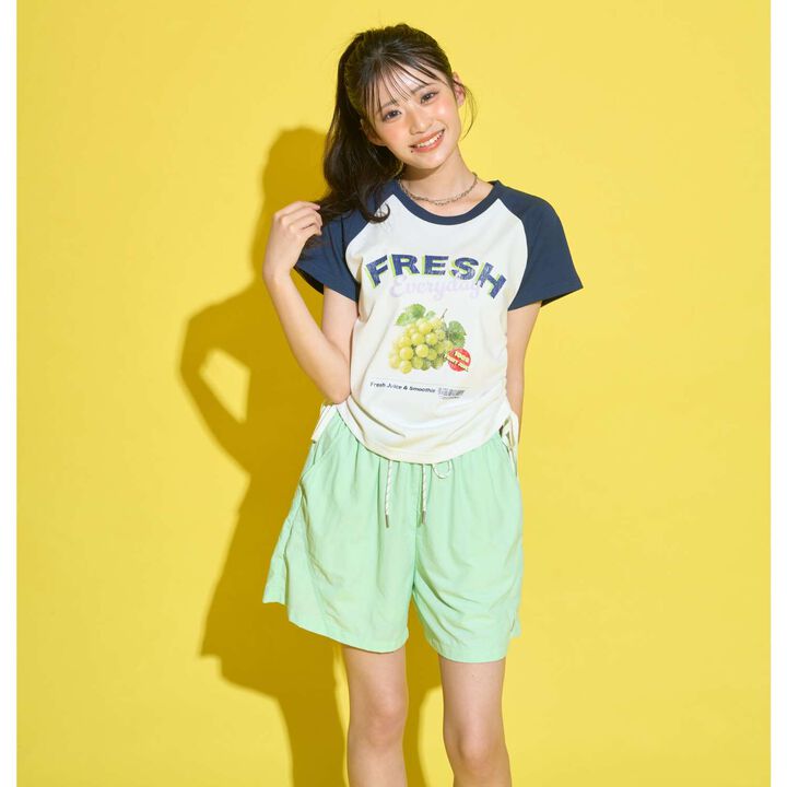 [GOKUGOKU] Multi-Function Shirred Crop Raglan Short-Sleeve T-Shirt,Orange, medium image number 13