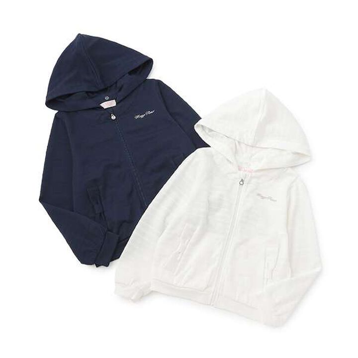 Lace Pattern Zip Parka,Off white, medium image number 3