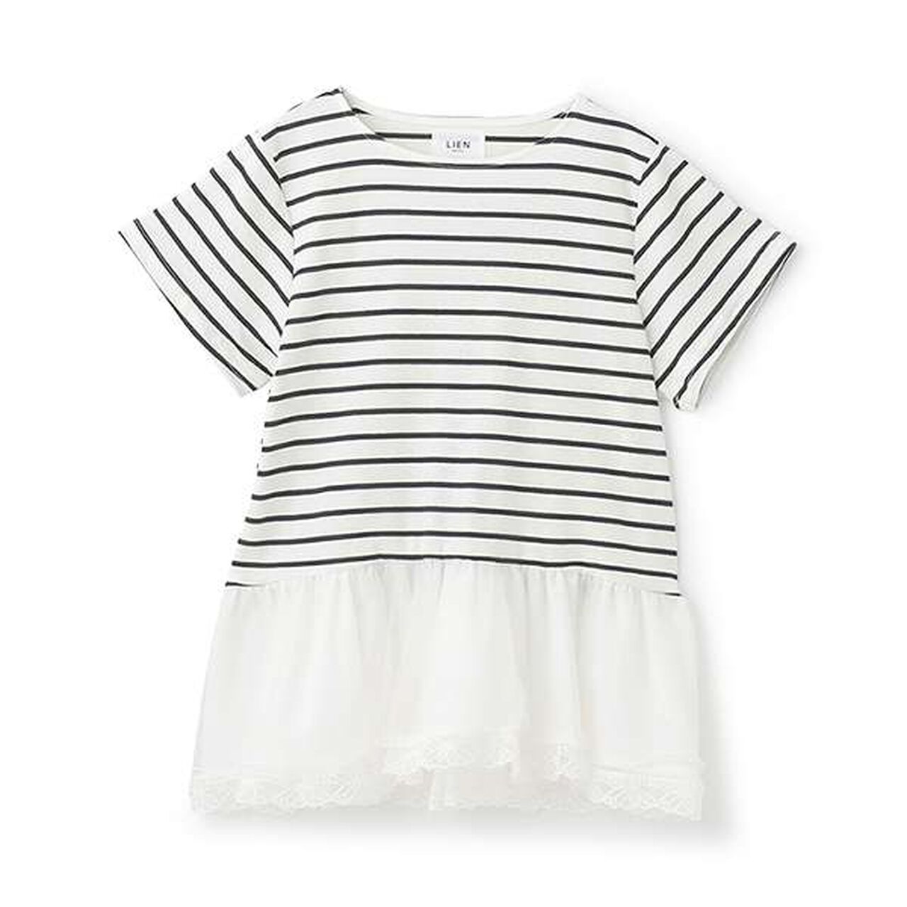 [Link] Sheer Peplum Docking T-Shirt,Off white, large image number 14