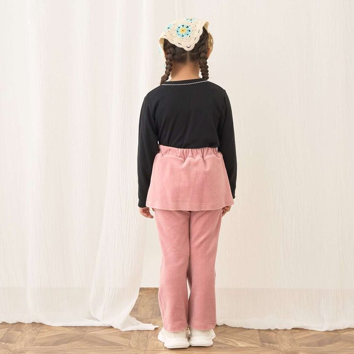 Plush Velour Coordinatable Setup Flared Pants with Skirt,Emerald green, medium image number 19