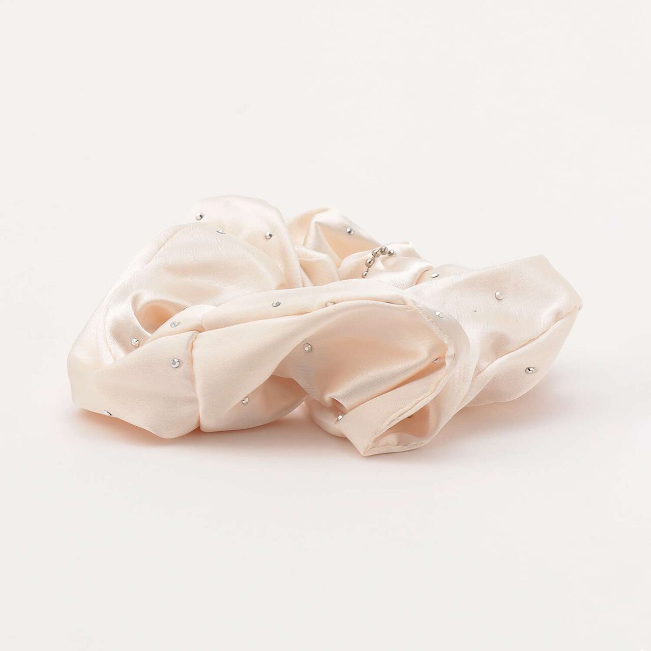 Satin Scrunchie with Stones,Ivory, large image number 2
