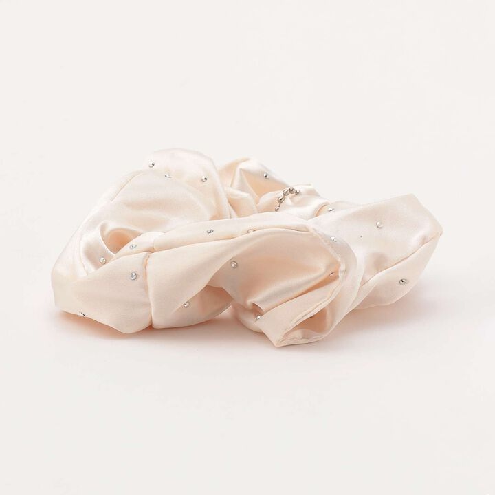 Satin Scrunchie with Stones,Ivory, medium image number 2
