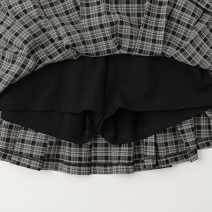 Checkered Box Pleated Skirt-Pants & Tulle Skirt Set,Black, medium image number 17