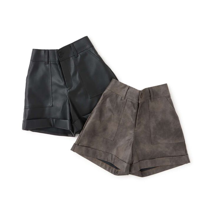 [LTXC] Faux Leather Shorts,Black, medium image number 6