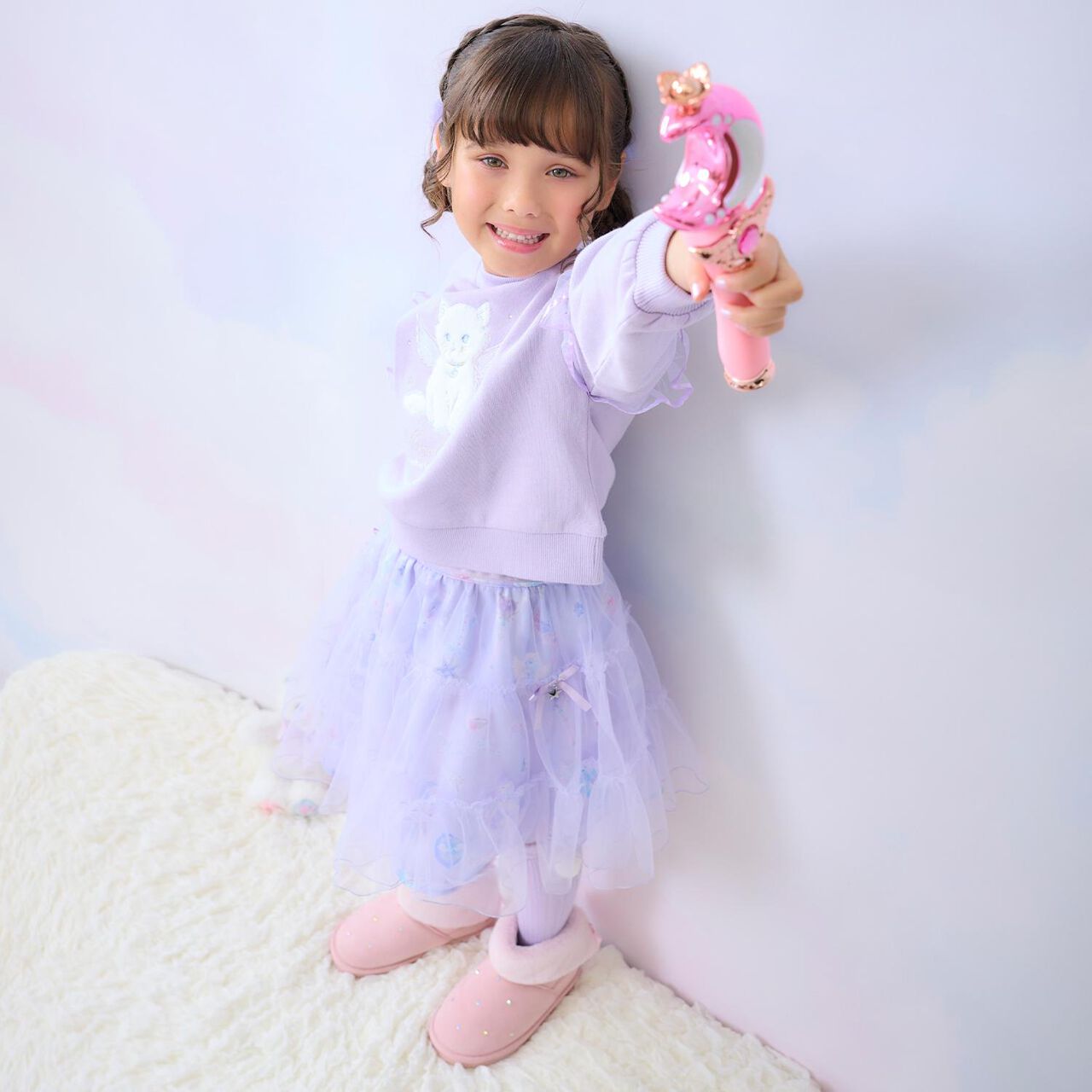 Rhinestone Faux Shearling Short Boots,Light blue, large image number 7