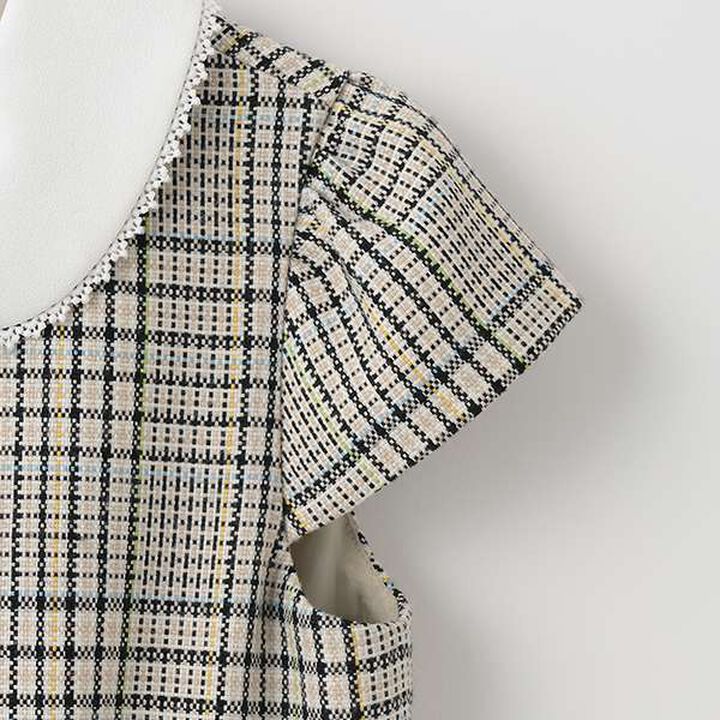 Check OP + Scallop Trim Jacket Set,Beige, medium image number 7