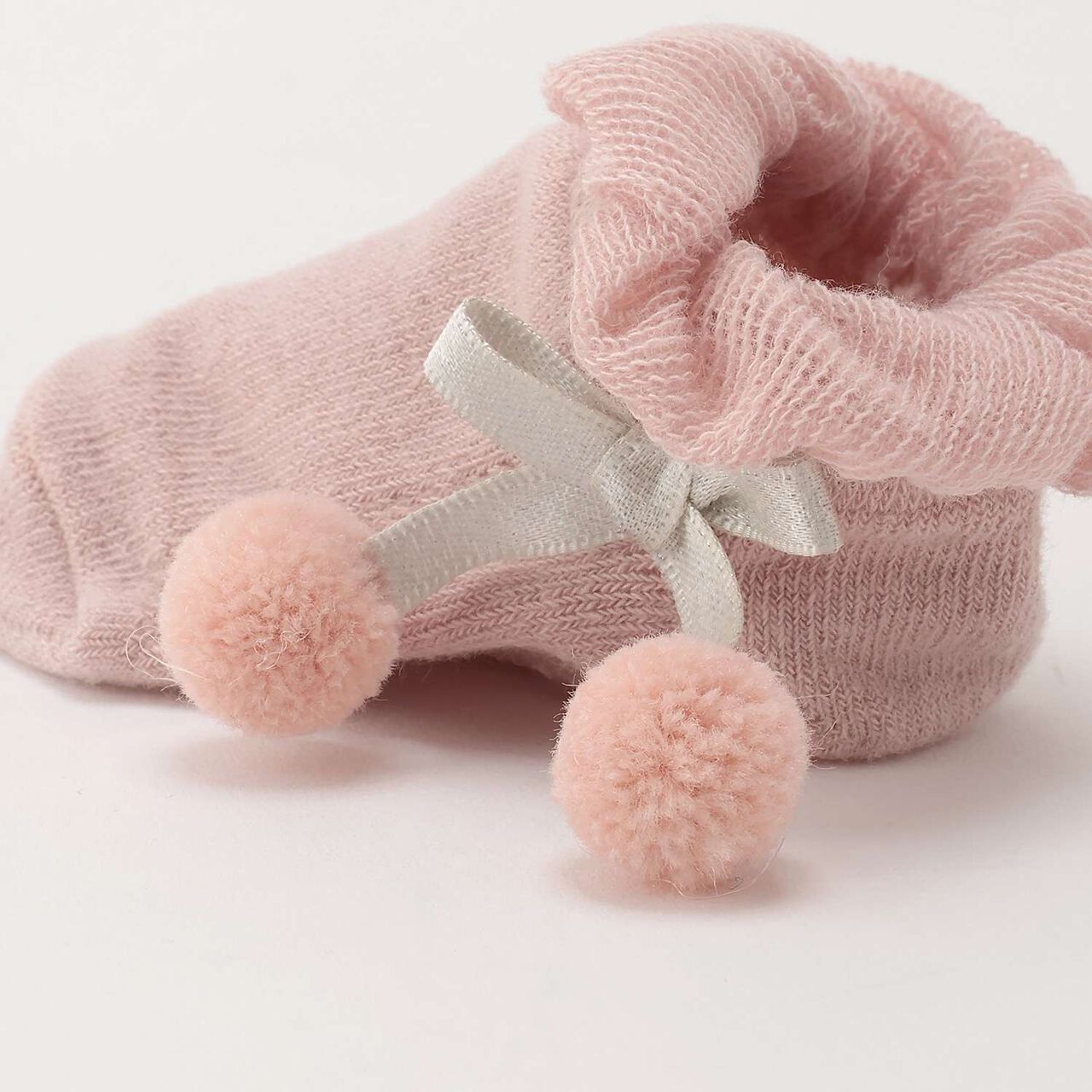 W Pom Pom Cup Socks,Light pink, large image number 2