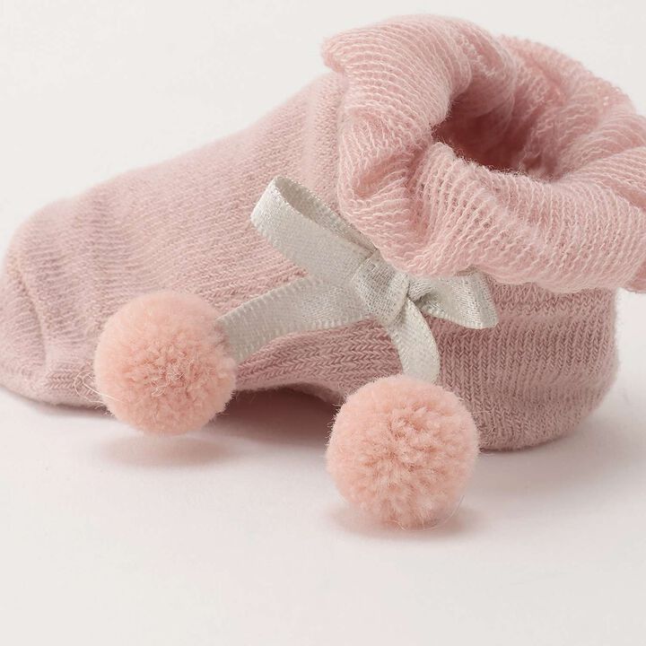 W Pom Pom Cup Socks,Light pink, medium image number 2