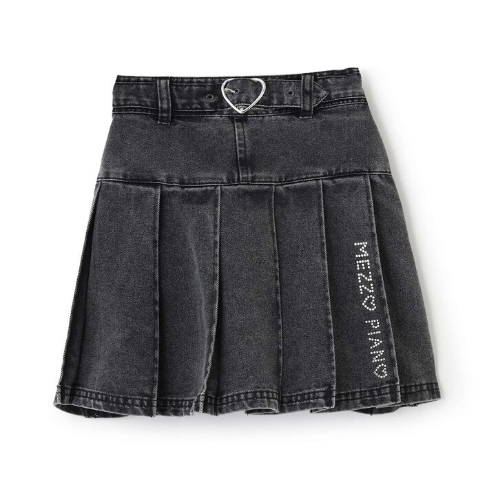 Pleated Skirt with Belt & Inner Pants Set,Gray, medium image number 0