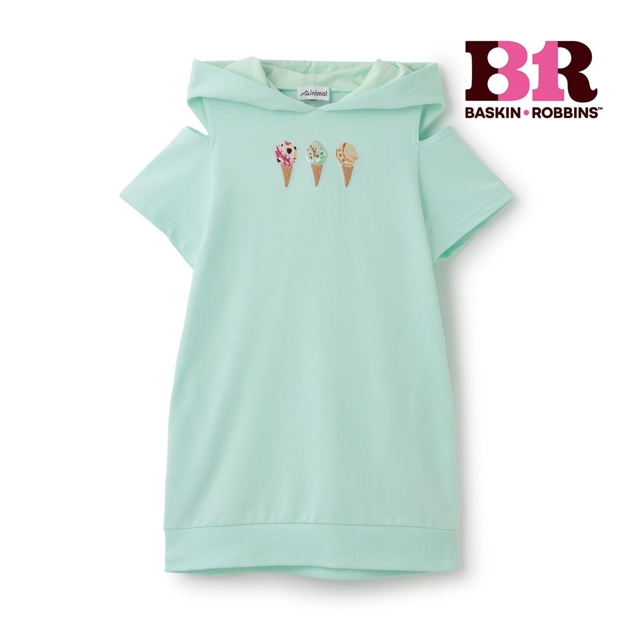 [31 Ice Cream] Cold-Shoulder Short-Sleeve Hoodie Dress,Lavender, large image number 7