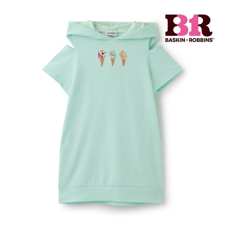 [31 Ice Cream] Cold-Shoulder Short-Sleeve Hoodie Dress,Lavender, medium image number 7
