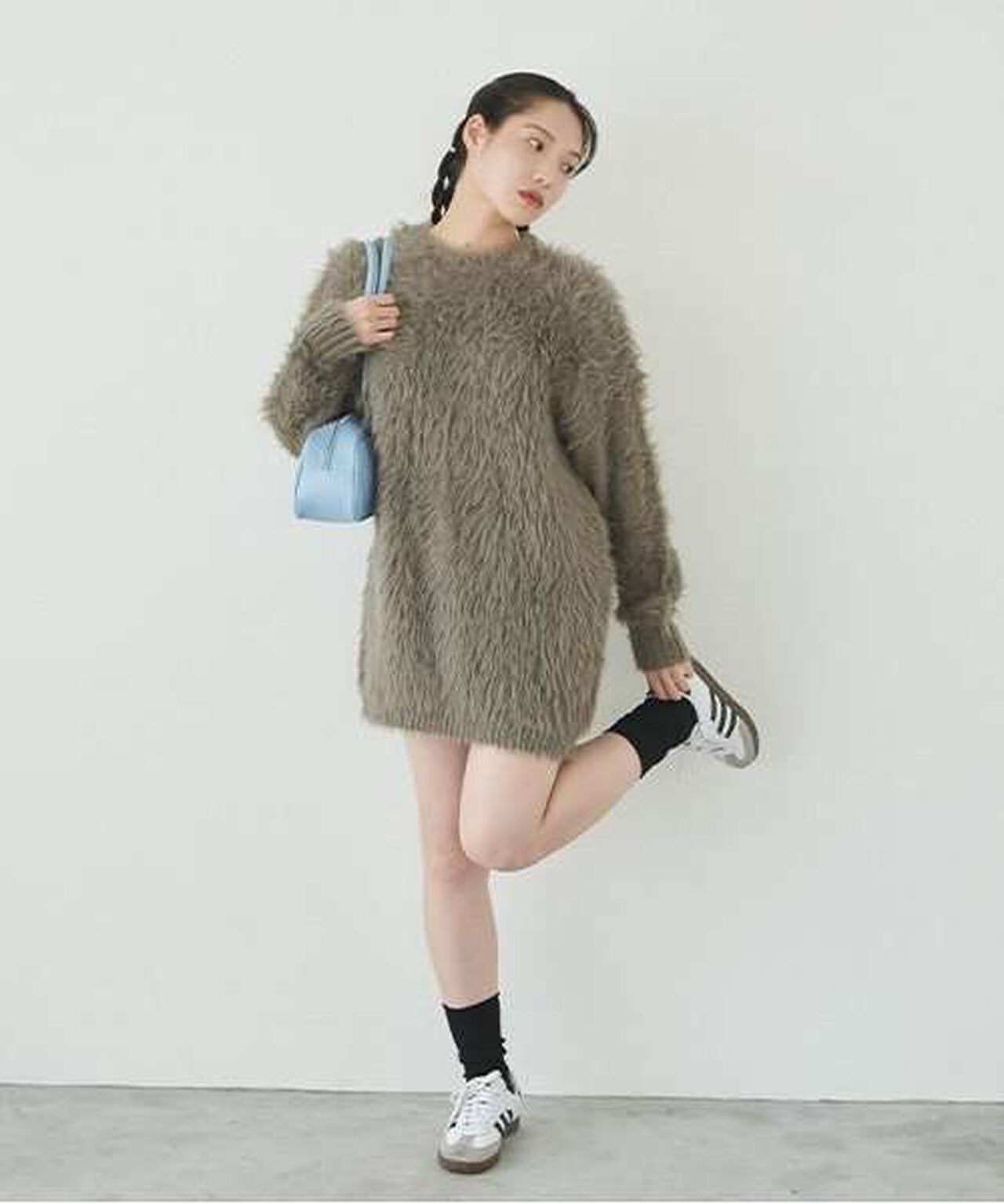 Shaggy Mini One-Piece Dress,Mocha tea, large image number 1