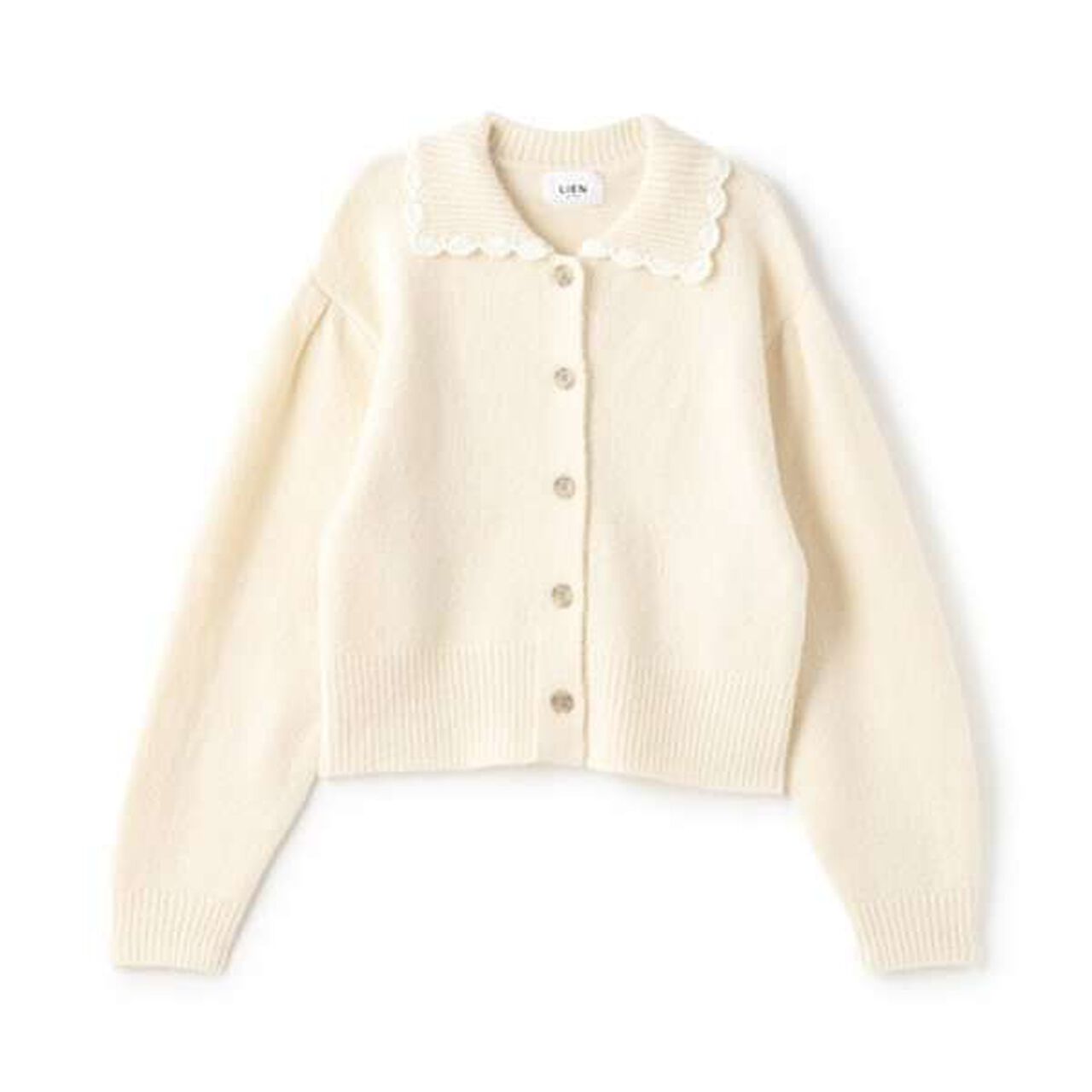 [Link] Collar Knit Cardigan,Charcoal gray, large image number 12