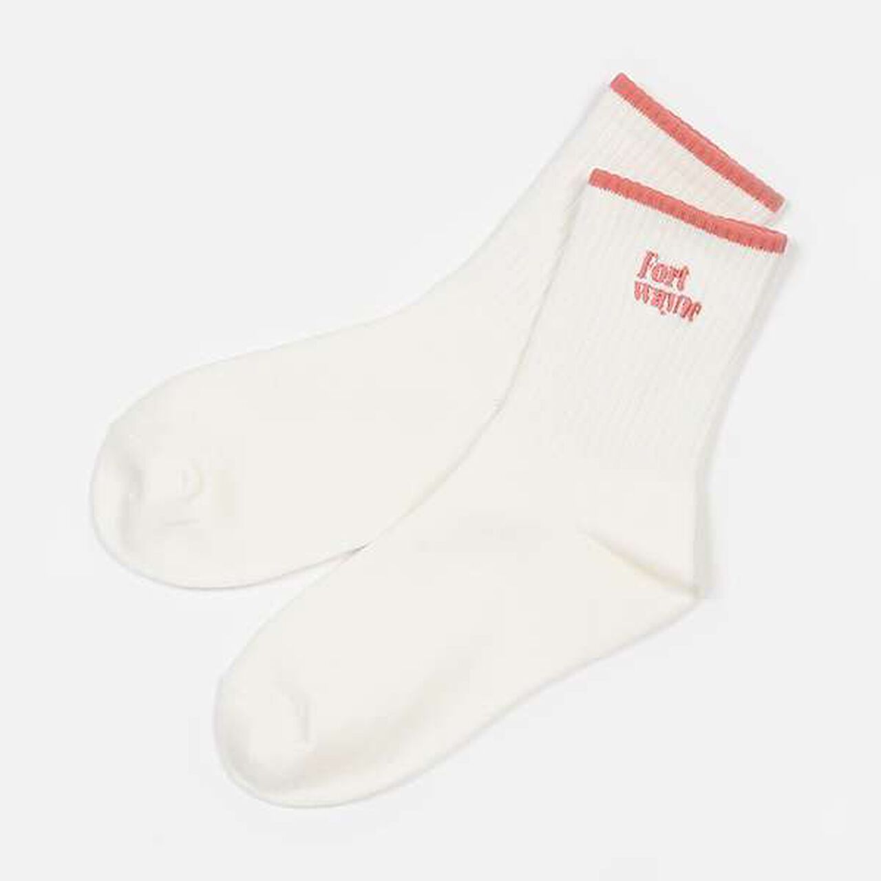 Embroidered Ribbed Crew Socks,Off white, large image number 6