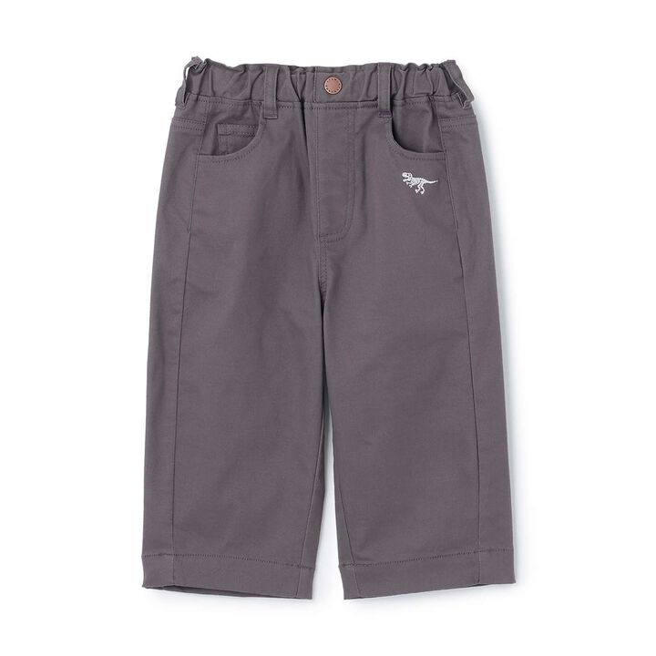 Dinosaur Embroidery Long-Length Wide Straight Pants,Charcoal gray, medium image number 2