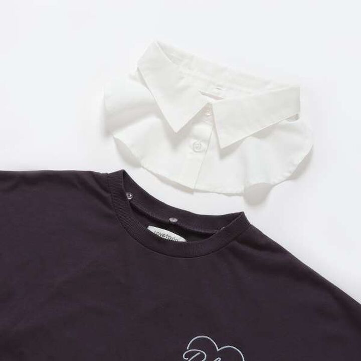 Big Heart Collar T-Shirt,Charcoal gray, medium image number 12