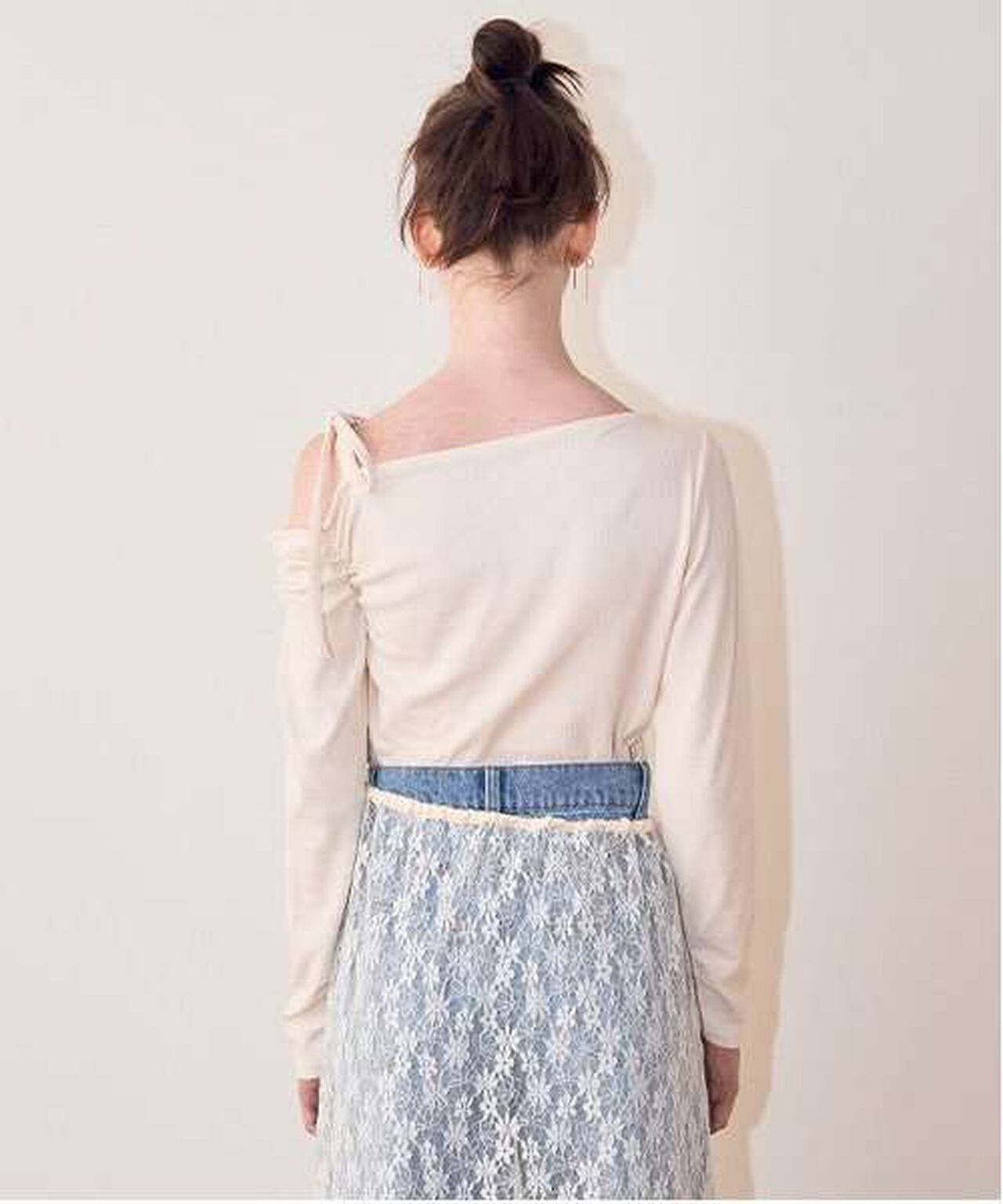 One-Shoulder Ribbon Tereko,Black, large image number 8