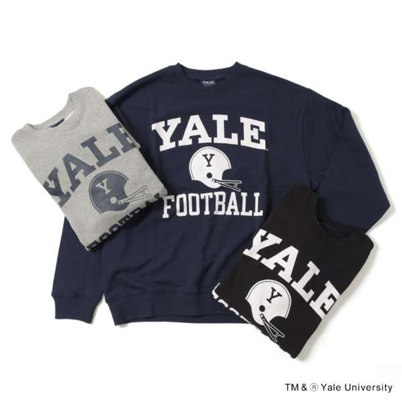 [YALE] Front Football Logo Print Sweatshirt,Navy, large image number 10