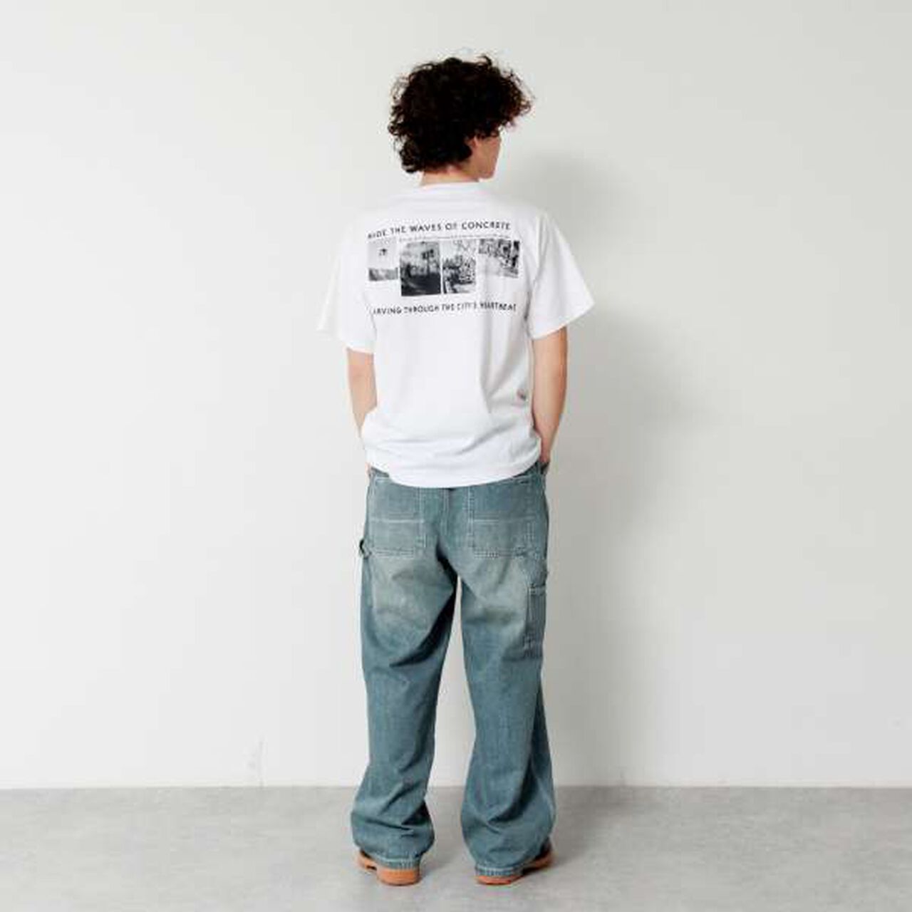 Back Photo Print Short Sleeve T-Shirt,Blue, large image number 1
