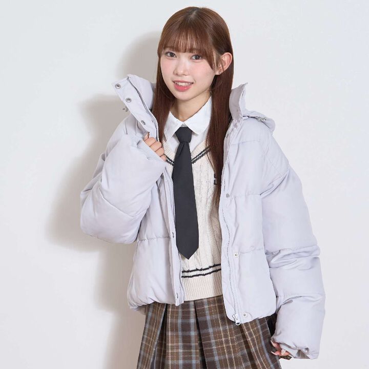 Puffy Bomber Jacket,Light gray, medium image number 0
