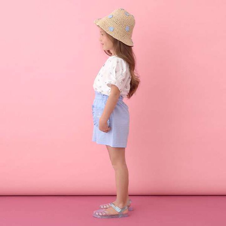 [Soft Cotton] Assorted All-Over Pattern T-Shirt with Tuck Sleeves,Moderate blue, medium image number 8